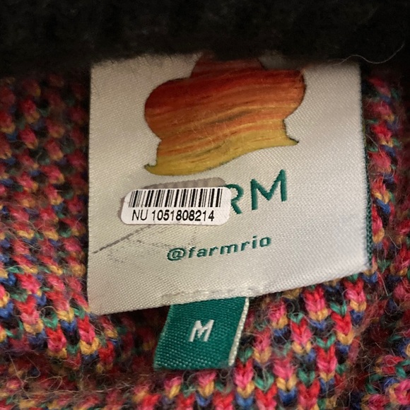 FARM Rio Multicolor Knit Sweater mini dress ballon sleeve abstract flowers y2k M - Picture 7 of 9